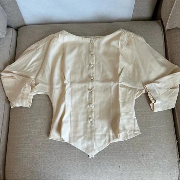 Reformation Martha Front Button Asymmetric Corset Blouse Top Size 2 NWOT - Picture 7 of 11